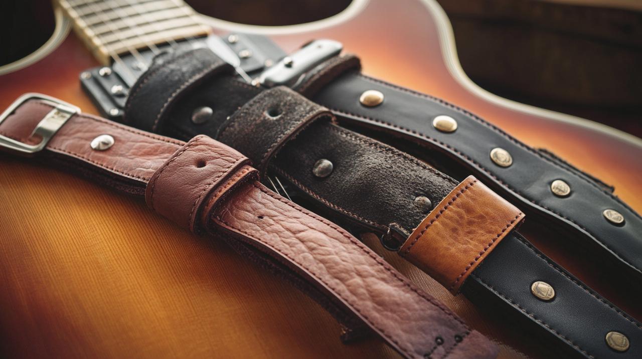 Las mejores correas de cuero de vaca auténtico para guitarra electroacústica: marcas destacadas con 3 colores a elegir